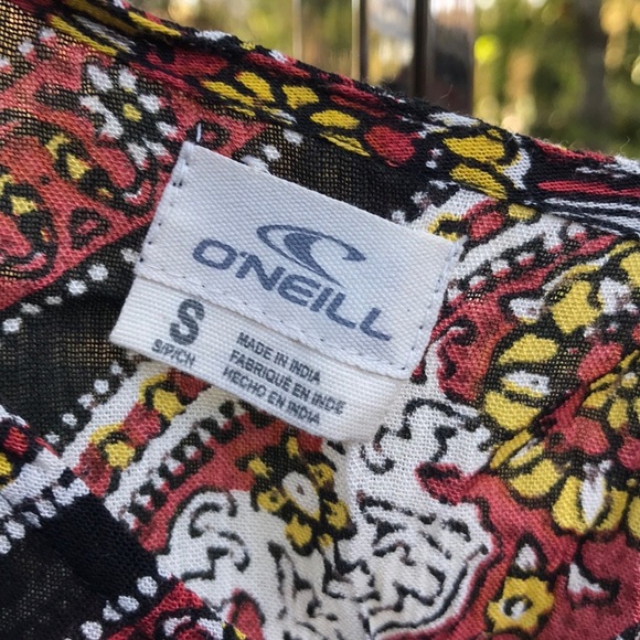 O’Neill Open Back 3/4 Sleeves Romper Floral Diamond Design Shorts Side Pockets S - Picture 7 of 11